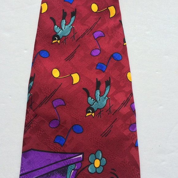 Disney Leeds International Mens Tie Mickey Minnie Mouse Music Theme 100 % Silk - Picture 8 of 8